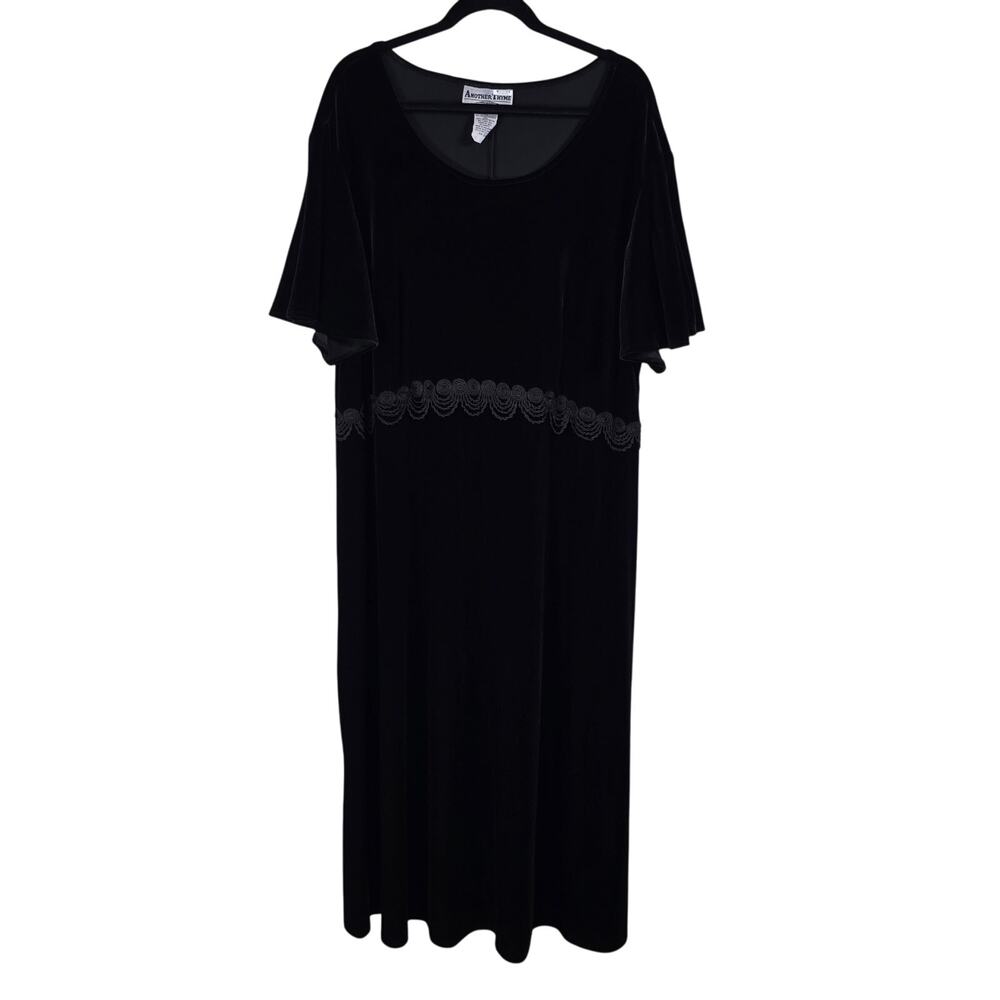 Vintage Another Thyme Velvet Dress SZ 24 Black Lace 90s Dark Romantic Whimsigoth